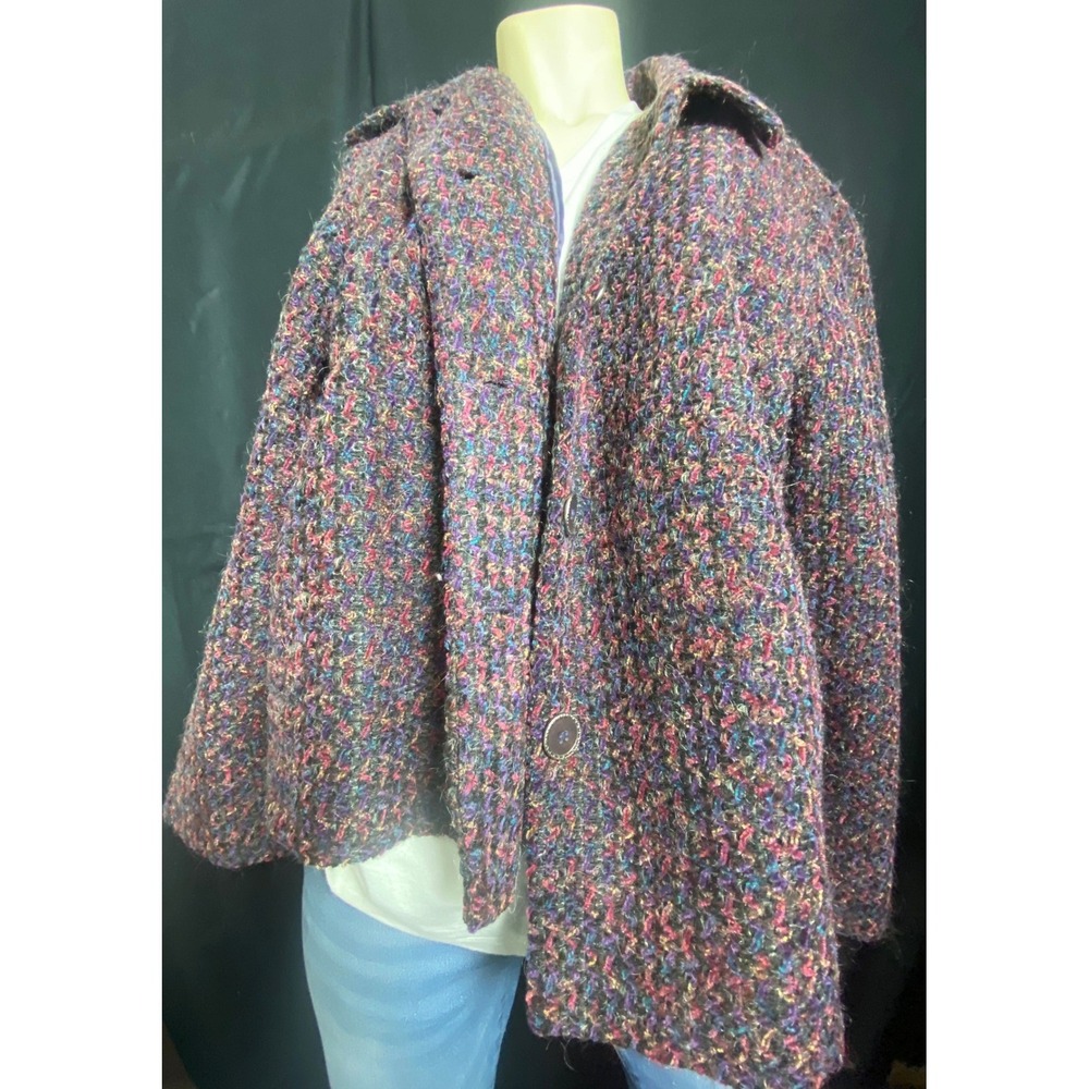 Requirements Woman Tweed Knit Multi Color Button Front Jacket 18W‎
